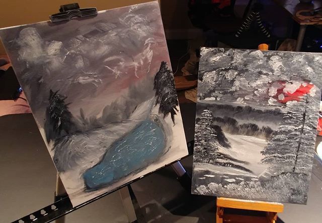 nothingelseontv's tweet photo. Who did it better? Left or Right? #bobross #greywinter https://t.co/WMjonDBpSh