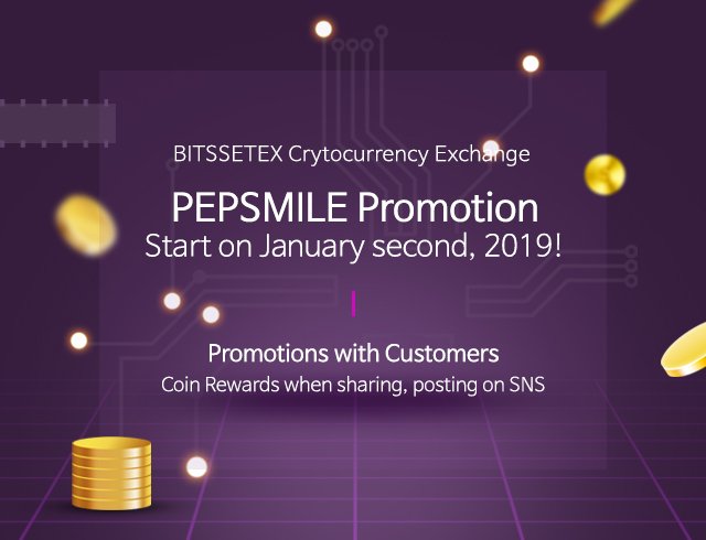 bitssetex's tweet photo. #PEPSMILE Event is still in progress on BITSSETEX exchange! It's until February First, 2019, so please hurry up! Please join us and get PEPS coin! #Event #promotion #pepscoin #bitssetex #exchange #cryptocurrency #blockchain https://t.co/7vvYplphg4
