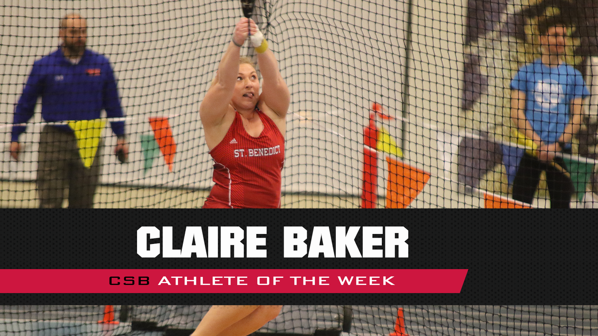 CSB_Athletics's tweet photo. Congrats to @CSBTF senior Claire Baker, this week's CSB Athlete of the Week after recording the fourth-best weight throw mark in CSB indoor history in the first meet of the season! https://t.co/OxShzpAE8N https://t.co/3BIG9UNdTK
