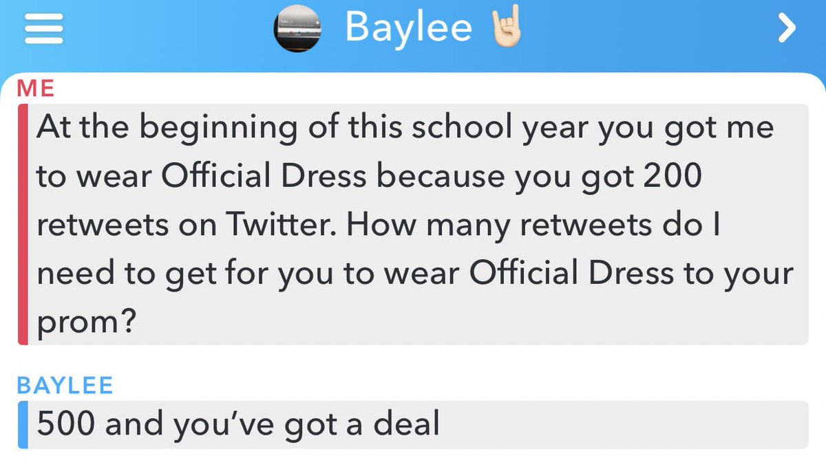 ATTENTION ALL FFA MEMBERS:
<a href="/Baylee__Fox/">Baylee</a> made me wear Official Dress on the first day of school this year. Now I need 500 retweets for Baylee to wear Official Dress to her prom. Cmon FFA twitter lets get this done