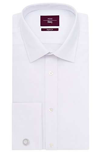 Moss Esq. Men's Regular Fit White Double Cuff Non Iron Shirt 20 - zanimenswear.co.uk/product/moss-e… 
#weddings #brides #weddingshop