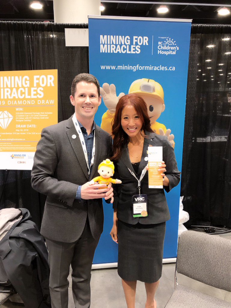 westernCuandAu's tweet photo. The #miningformiracles committee is comprised of representatives from Mining companies throughout BC, with the purpose of raising money for @BCCHF! We are selling tickets for the annual #diamonddraw at #VRIC19 - Come by Booth 1237 for your chance to win a $20,000 Diamond package! https://t.co/kIcv3o9qEn
