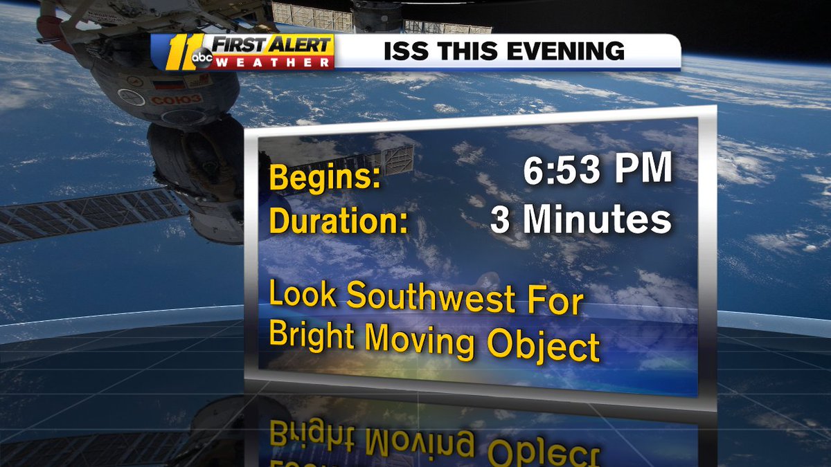 If you head outside in 23 minutes and look to the SW you will see (what looks like) a star moving across the sky. There will be 3 people floating above us in the #ISS, including <a href="/AstroAnnimal/">COL Anne McClain</a> She's an American from Houston.  #ILoveSpace