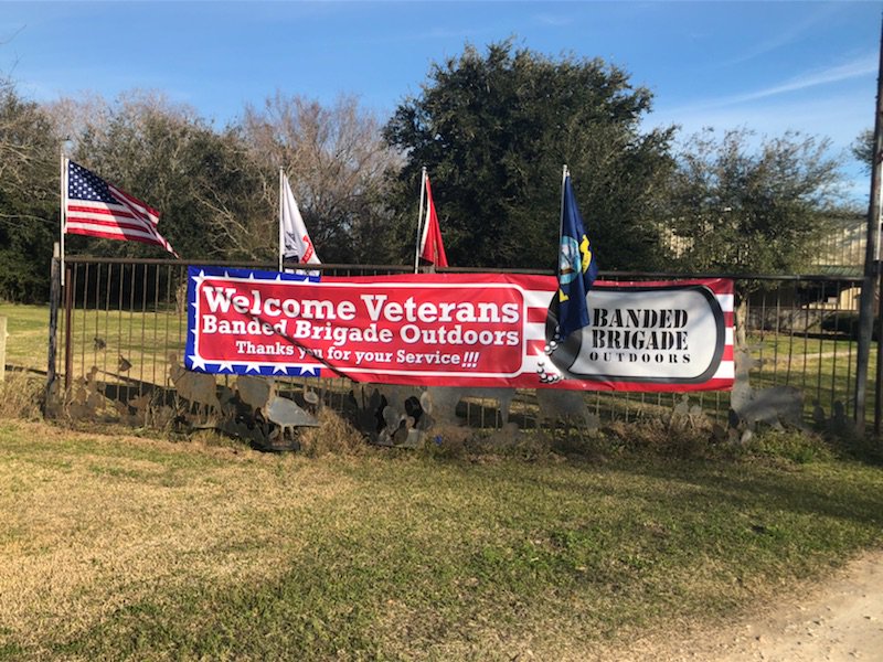 BandedBrigade's tweet photo. It's finally here! The first day of the 2019 Big Duck Hunt @ Halls Bayou Ranch. BBO Pro-Staffers know how to welcome the military veterans participating in this hunt with some cool BBO merch + introductions to the volunteer team. #BandedBrigadeOutdoors #duckhunting #givingback https://t.co/ylVl4qESaa