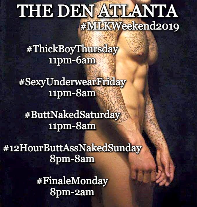 thedenatlanta's tweet photo. Join us tonight as we conclude the #MLKWEEKEND2019 from 8pm-2am https://t.co/1PzLSYQ6Kd