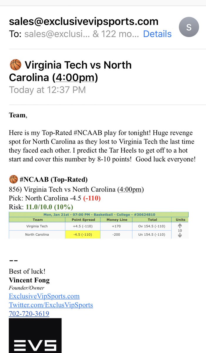 VincentFong's tweet photo. 🏀 #NCAAB (Top-Rated)
856) Virginia Tech vs North Carolina (4:00pm)
Pick: North Carolina -4.5 (-110)
Risk: 11.0/10.0 (10%)
#Documented #Monitored #SportsBetting

🍀 Best of luck!
ExclusiveVipSports https://t.co/30OrqsZov0
