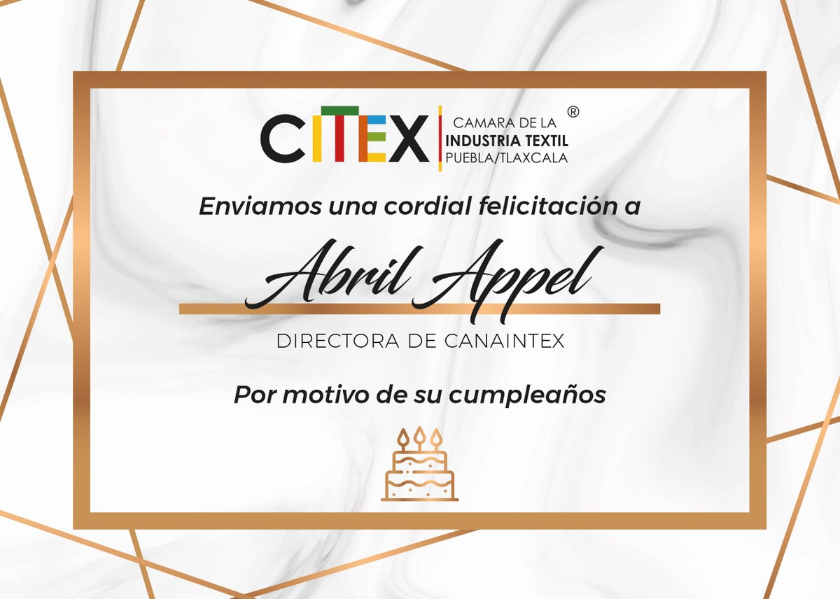 <a href="/CITEXMxico/">CITEX México</a> le desea un muy Feliz Cumpleaños a la Lic. Abril Appel V, Directora General de <a href="/CANAINTEX_MX/">CANAINTEX OFICIAL</a>
