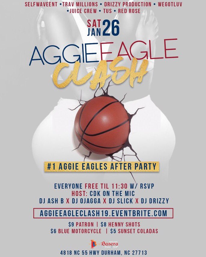 ImPuhlse_'s tweet photo. Saturday Jan 26th โผ๏ธ
#TUS Presents #AggieEagleClash
#NCCU ๐ฆ
VS
#NCAT ๐ถ
Music By @DJDrizzy_ @o_jagga @IAMDJSLICK
Hosted By @CDKonthemic
1000+ Will party๐จ
Get Tickets Now โผ๏ธ
https://t.co/vPHqPPjPyl
#TurrnUpSquad #DrizzyProductions #JuiceCrew #RedRoseEnt #SelfWaveEnt https://t.co/cB1979XoGe
