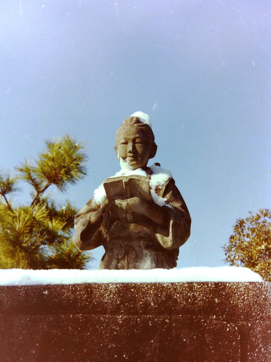 COSMOAI's tweet image. 雪にも負けず、偉人は頑張っています！