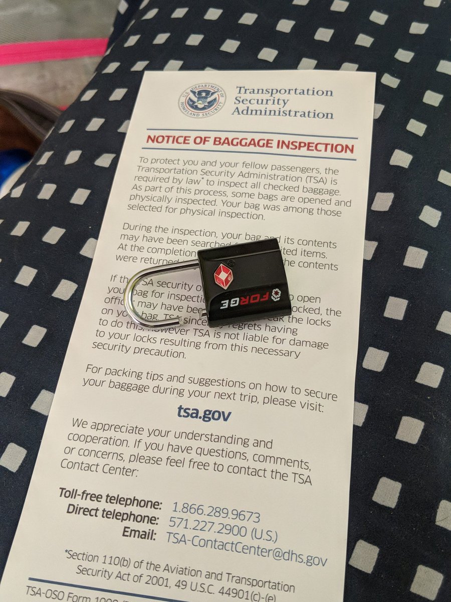 Asktsa Sorry To Hear This If We Have To Forcibly Open A Lock To Physically Inspect A Checked Bag We Re Required To Leave A Notice Of Inspection To Place Asktsa Sorry To Hear This If We Have To Forcibly Open A Lock To Physically Inspect A Checked Bag We Re Required To Leave A Notice Of Inspection To Place