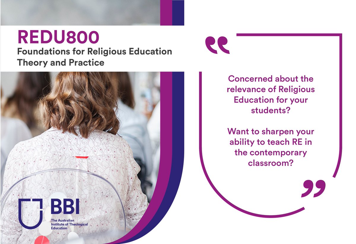 buff.ly/2Cru4iu
Concerned about the relevance of RE for your students? THEO800 introduces you to the conceptual and practical aspects of Religious Education. It challenges you to apply philosophical and theological insights to you current practice of Religious Education.