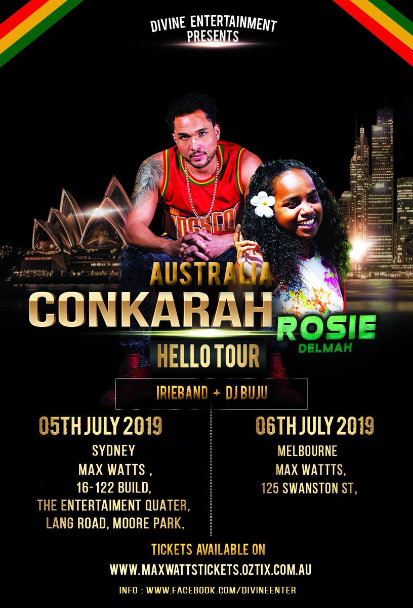 😘Who is ready for the #HelloAustraliaTour_July2019❤️?
#Conkarah and Myself performing 🎤LIVE In Sydney 05Jul and Melbourne 06Jul - #Max_Watts.

Don’t miss the opportunity, see you all there.✌️