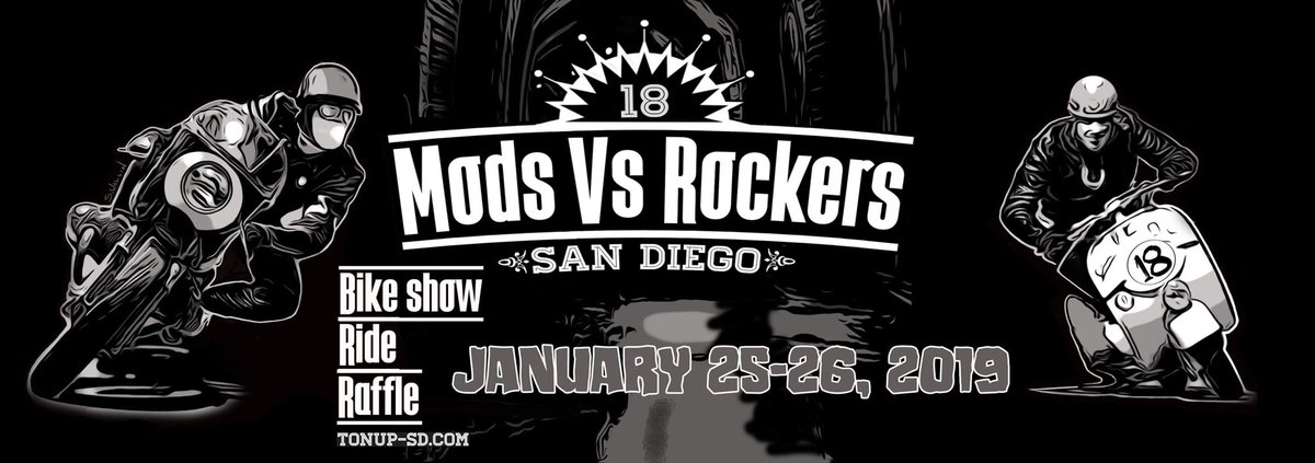 americantriumph's tweet photo. Looking for adventure? Head out on the highway Saturday, January 26th for the 18th San Diego Mods vs Rockers! #mvr #mvr18 https://t.co/jnM5xflw5R https://t.co/qKvJLdbxZn