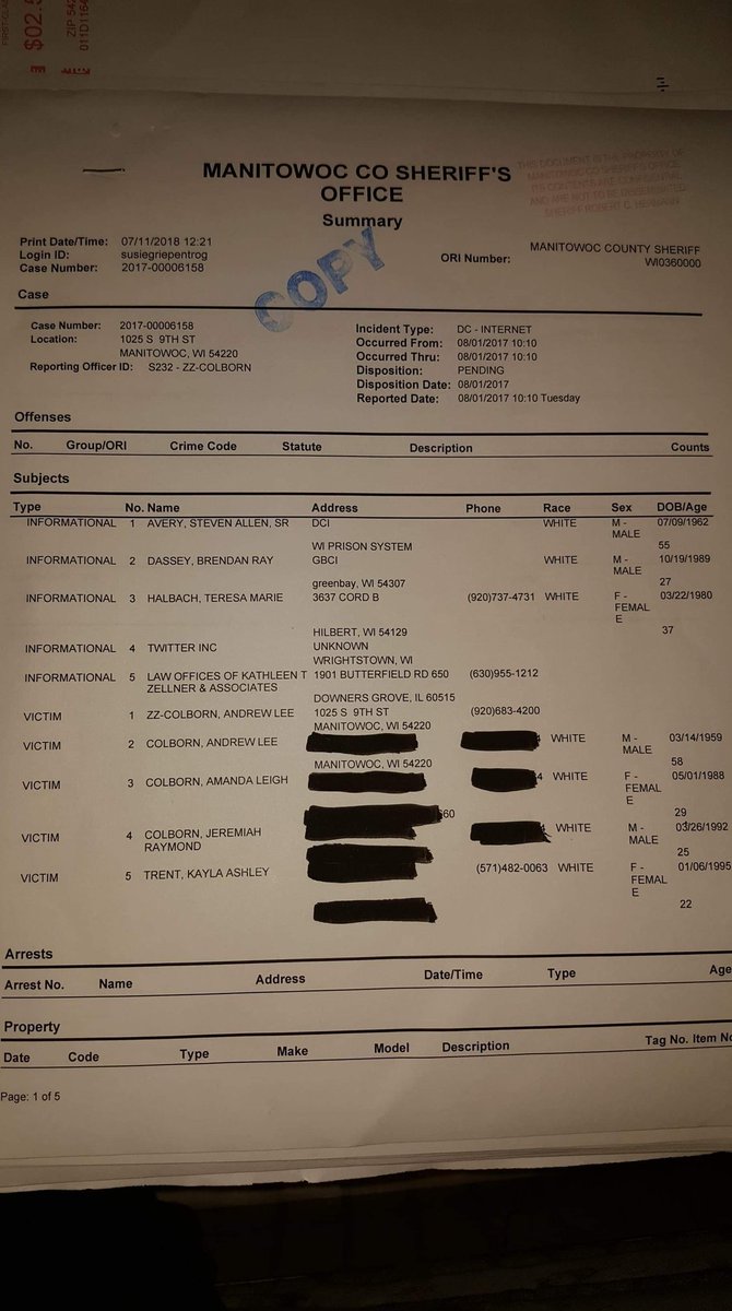 ZellnerCrimeLaw's tweet photo. @ZellnerLaw @Newsweek @MakingAMurderer #AndyColborn #SgtColborn Dec 2015 already relocated to Las Vegas Colborn directly lies in a police report again @JButing @TManitowoc @BerlySays1 @novias_info @Rookie1082 @51kikey @SadiesAngel208 @LaurasBlue @obibluraven @PaulaGrabow @EricEatsBananas @lilkellbell @cadaverdogbrutu https://t.co/2NyWWnipUn