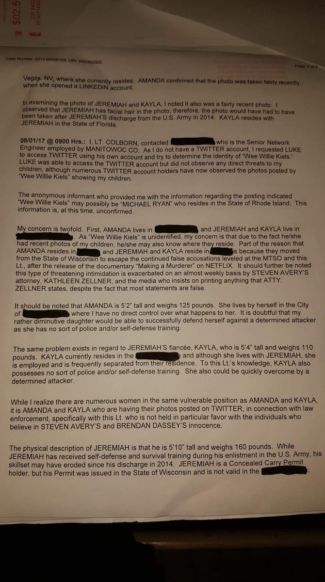 ZellnerCrimeLaw's tweet photo. @ZellnerLaw @Newsweek @MakingAMurderer #AndyColborn #SgtColborn Dec 2015 already relocated to Las Vegas Colborn directly lies in a police report again @JButing @TManitowoc @BerlySays1 @novias_info @Rookie1082 @51kikey @SadiesAngel208 @LaurasBlue @obibluraven @PaulaGrabow @EricEatsBananas @lilkellbell @cadaverdogbrutu https://t.co/2NyWWnipUn