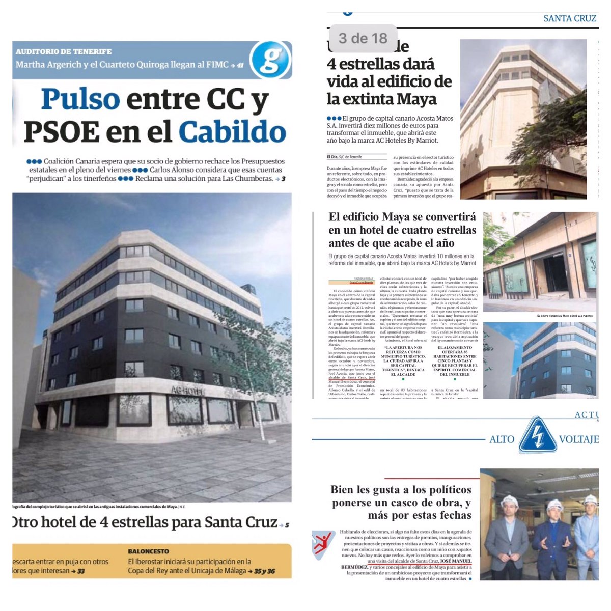 La prensa de hoy recoge con buen agrado la implantación de un Hotel de 4⭐️ en Santa Cruz de Tenerife, justo en el antiguo edificio de Maya. #Objetivo2019