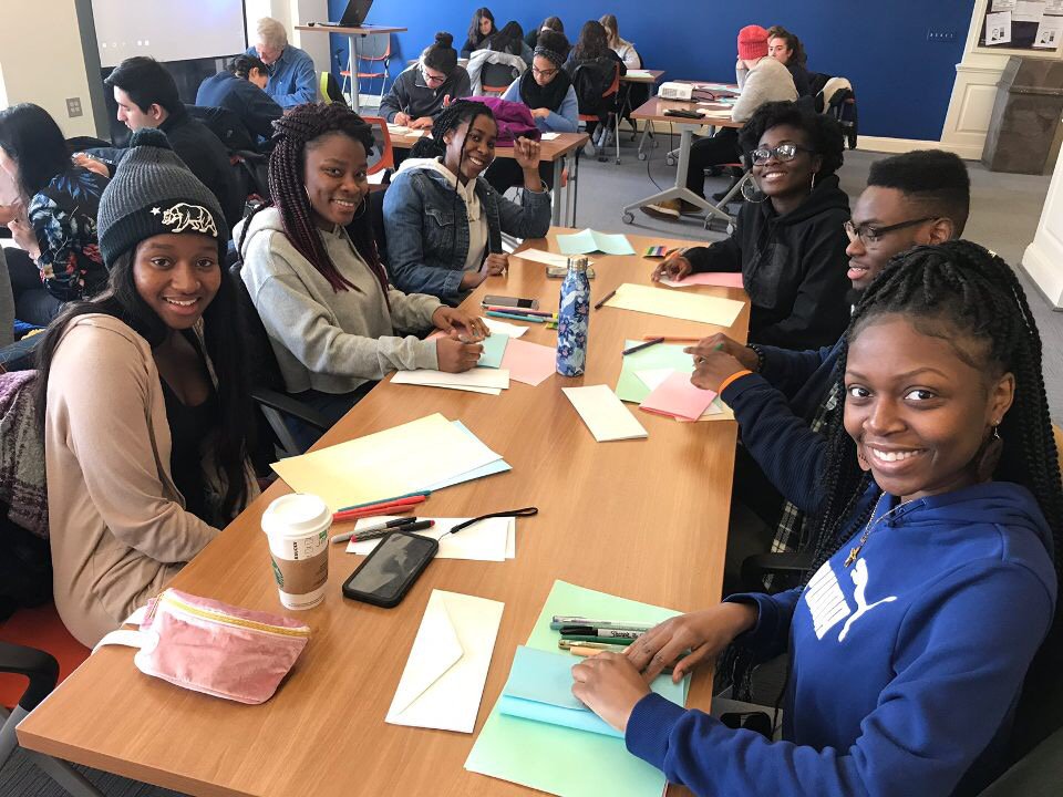 YSAdvisorerUIUC's tweet photo. Some of our YSA members served today by writing Service Cards for veterans. Sometimes words are the best medicine.  #MLKServiceDay ❤️😇 https://t.co/gLm2Xst22t