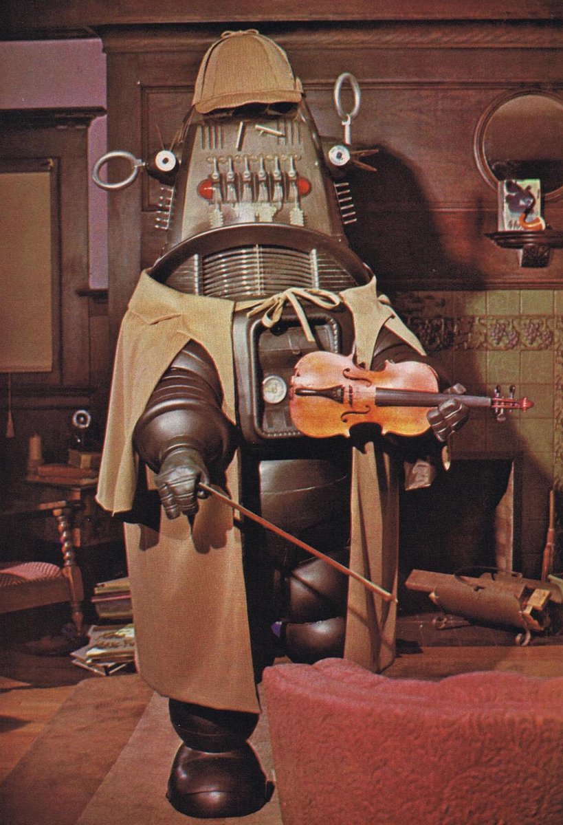 HumanoidHistory's tweet image. Robby the Robot as Sherlock Holmes on the set HOLMES AND WATSON, a 1975 TV pilot that never made it to air.