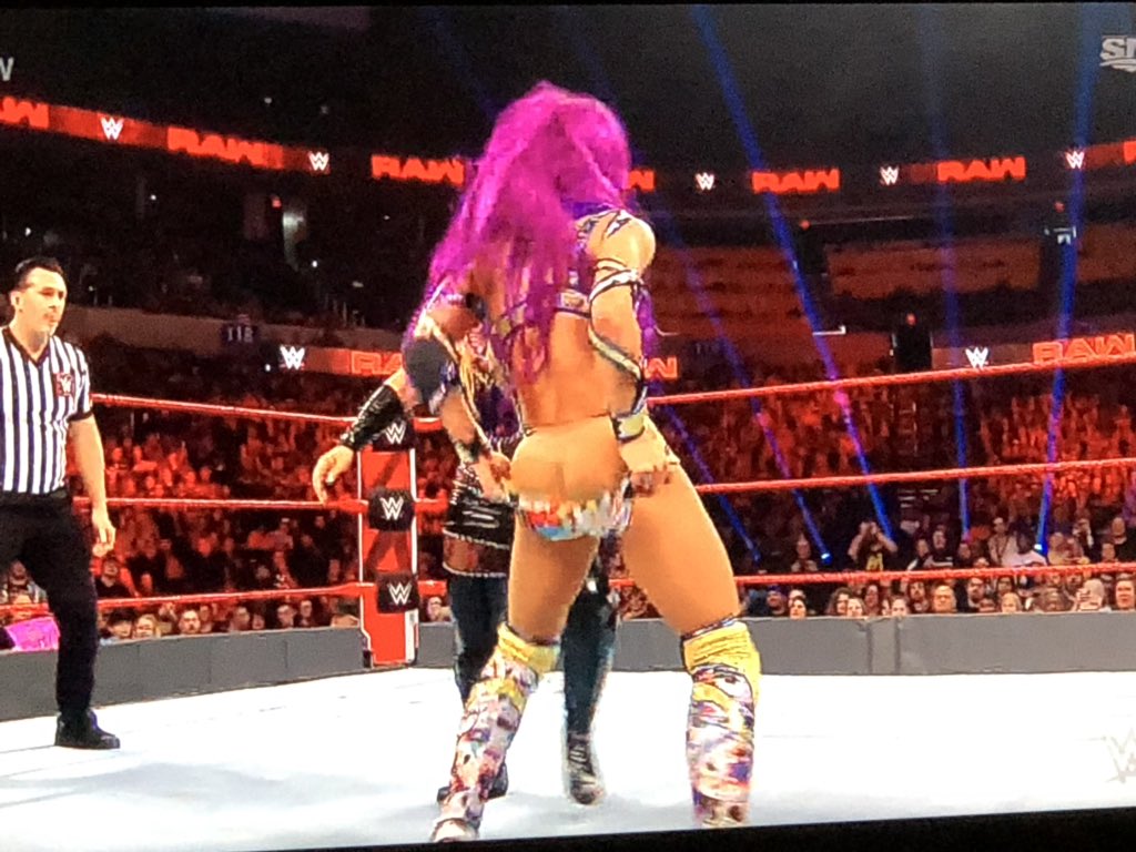 Whoops, Sasha had a little wardrobe malfunction #WWE #RAW.