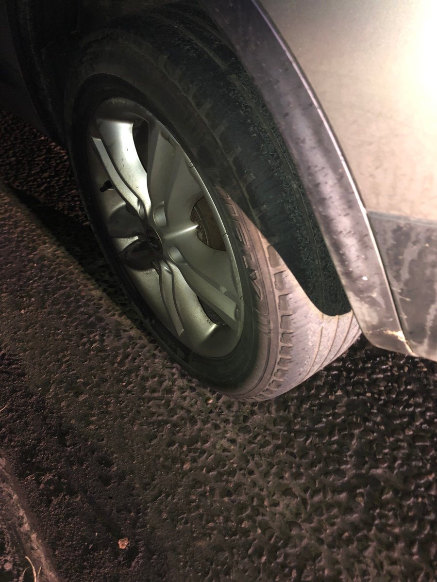 KentPolice7oaks's tweet photo. PC's Callum and Nick from #Team5 were out earlier and spotted a vehicle going far to fast for the conditions in #BadgersMount. After catching up with him it was found his vehicle had a tyre with far to little tread. He was reported for the offence. #Checkbeforeyouwreck https://t.co/NGlgi63cBT