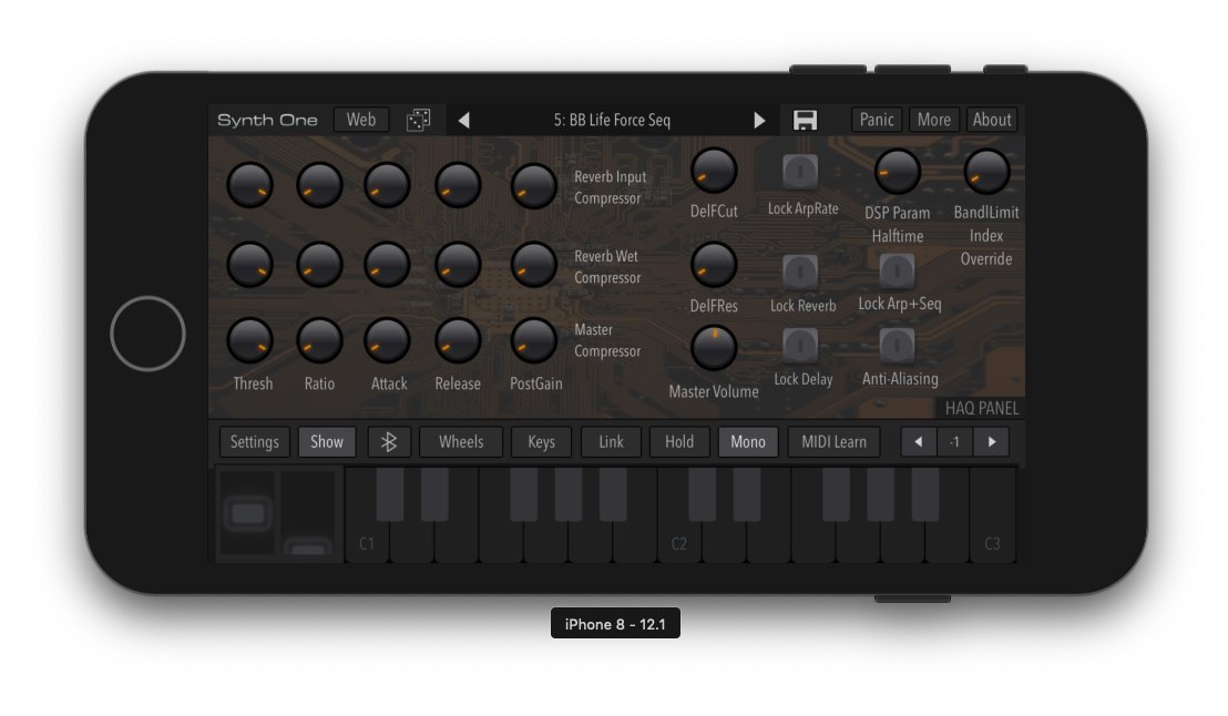 analogMatthew's tweet image. Did you know there is a secret panel in AudioKit Synth One? The easter egg is in the iPhone version, too. #AudioKit #SynthOne #haQPanel