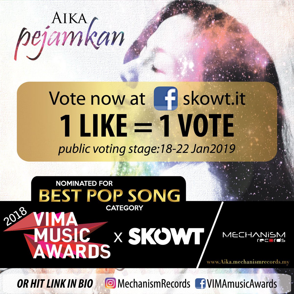 MechanismMusic's tweet photo. So, since today adalah last day utk public voting stage, we wanna thank all who has supported, shared, n voted Pejamkan on FB Skowt X VIMA Pop Song of the Year category. 😘

Masih boleh vote sehingga 11pm tonyt at: https://t.co/AD3KiFWONK

Listen 1st, if ok then baru vote like 😉 https://t.co/WhXlcvQbpR