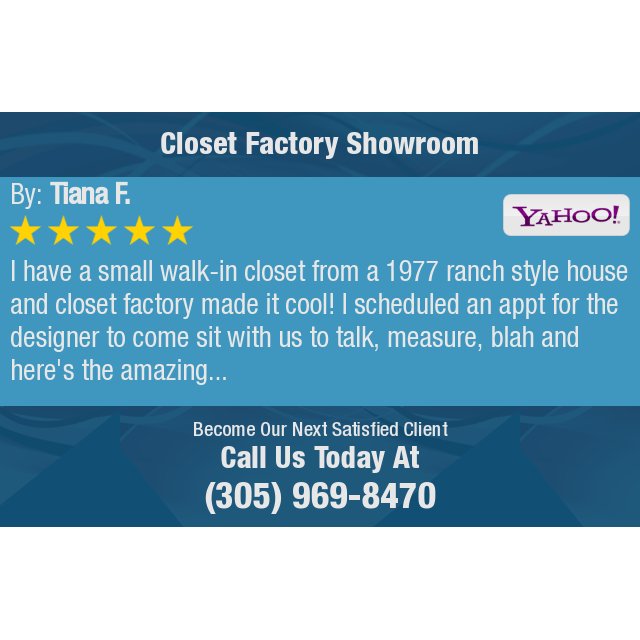 Closet_Factory's tweet photo. 5 Star: Tiana F. "I have a small walk-in closet from a 1977 ranch style house and closet factory made it cool! I..." https://t.co/GAlVMlRWFQ https://t.co/d2yGowNm1u