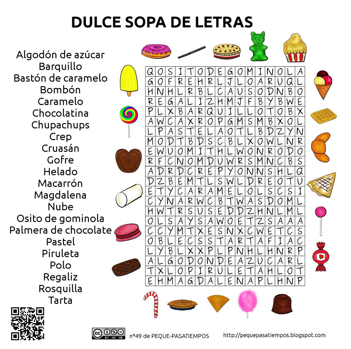 Peque Pasatiempos On Twitter Una Dulce Sopa De Letras Https T Co