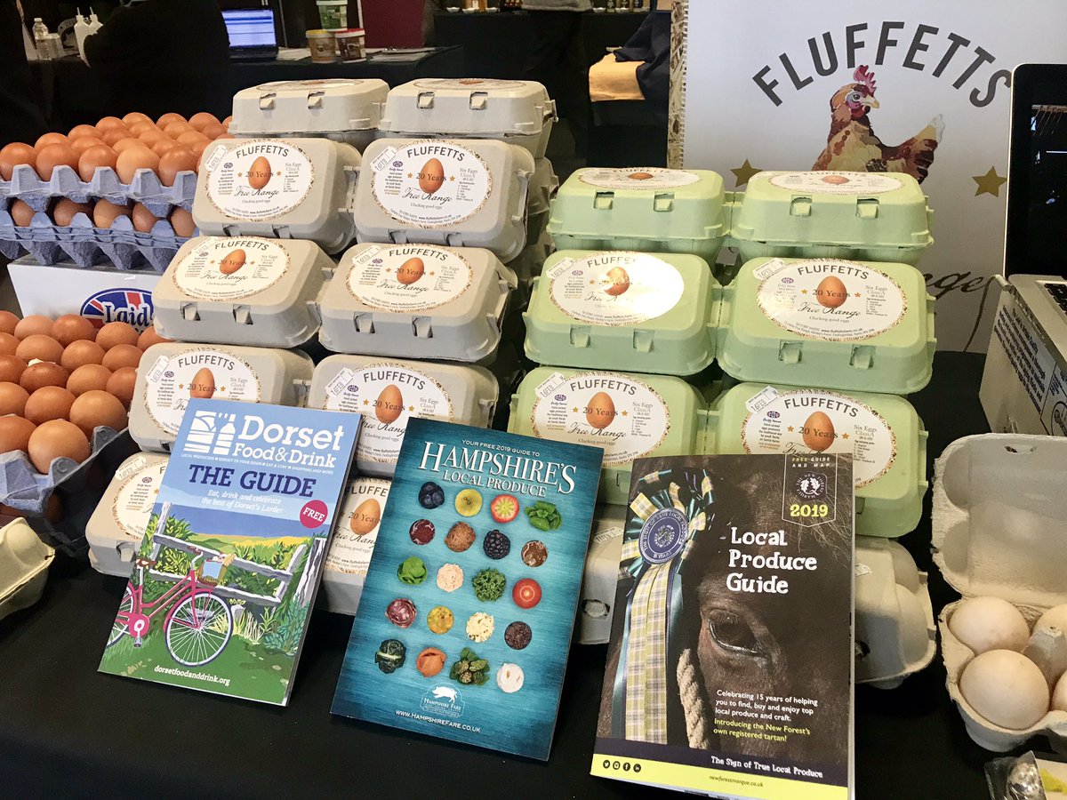 Annual local produce show today, proud to display the 2019 Food and Drink guides from <a href="/DorsetFoodDrink/">Dorset Food & Drink</a> <a href="/HampshireFare/">Hampshire Fare</a> &amp; <a href="/NewForestMarque/">New Forest Marque</a> alongside our Fluffetts natural yolkers