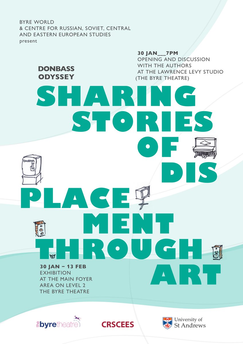 Happy 2019! We have a packed programme of events this year with a special focus on #publichumanities and #Donbas. Kicking off with our very own Darya Tsymbalyuk's art installation and talk "Donbas Odyssey: Sharing Stories of Displacement through Art" <a href="/ByreTheatre/">Byre Theatre</a> 30 Jan, 7pm.
