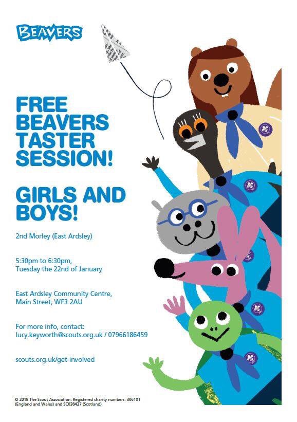 <a href="/CYScouts/">Central Yorkshire Scouts</a> <a href="/slamscouts/">SLaM Scout District</a> A BRAND NEW Beaver group is opening tonight!! Come along to our FREE tester sessions and open event to find out more about what 2nd Morley Beavers will get up to.  👍👍👍#skillsforlife