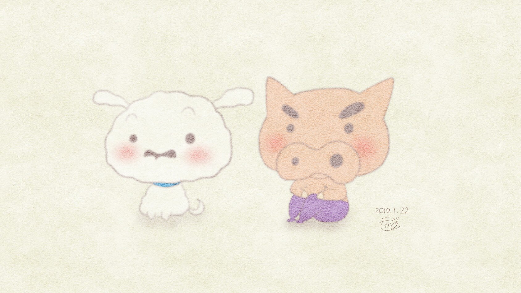 もかな على تويتر 今年初のイラスト ˆoˆ やっと描けたぁぁぁ W Ww ゆるシロとゆる ぶりぶりざえもん クレヨンしんちゃん T Co D6dsw4xy1f تويتر