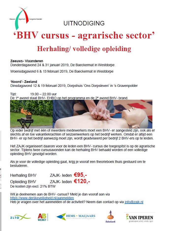 Heb jij genoeg BHV-ers op het bedrijf? Wanneer het tijd is om een volledig certificaat te behalen of te verlengen, kan je dit in de maand januari/ februari met ZAJK doen.