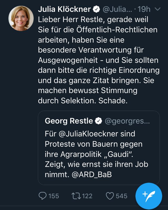 watch_union's tweet photo. Die ewige Verliererin und #CDU-Landwirtschaftsministerin Julia #Klöckner hat sich mit @georgrestle über ein Zitat angelegt, welches deutlich zeigt, wie sehr sie die Gesellschaft ernst nimmt.
Wir sind da eindeutig im #TeamRestle und ihr? /TN https://t.co/CVx9qq2kZ5