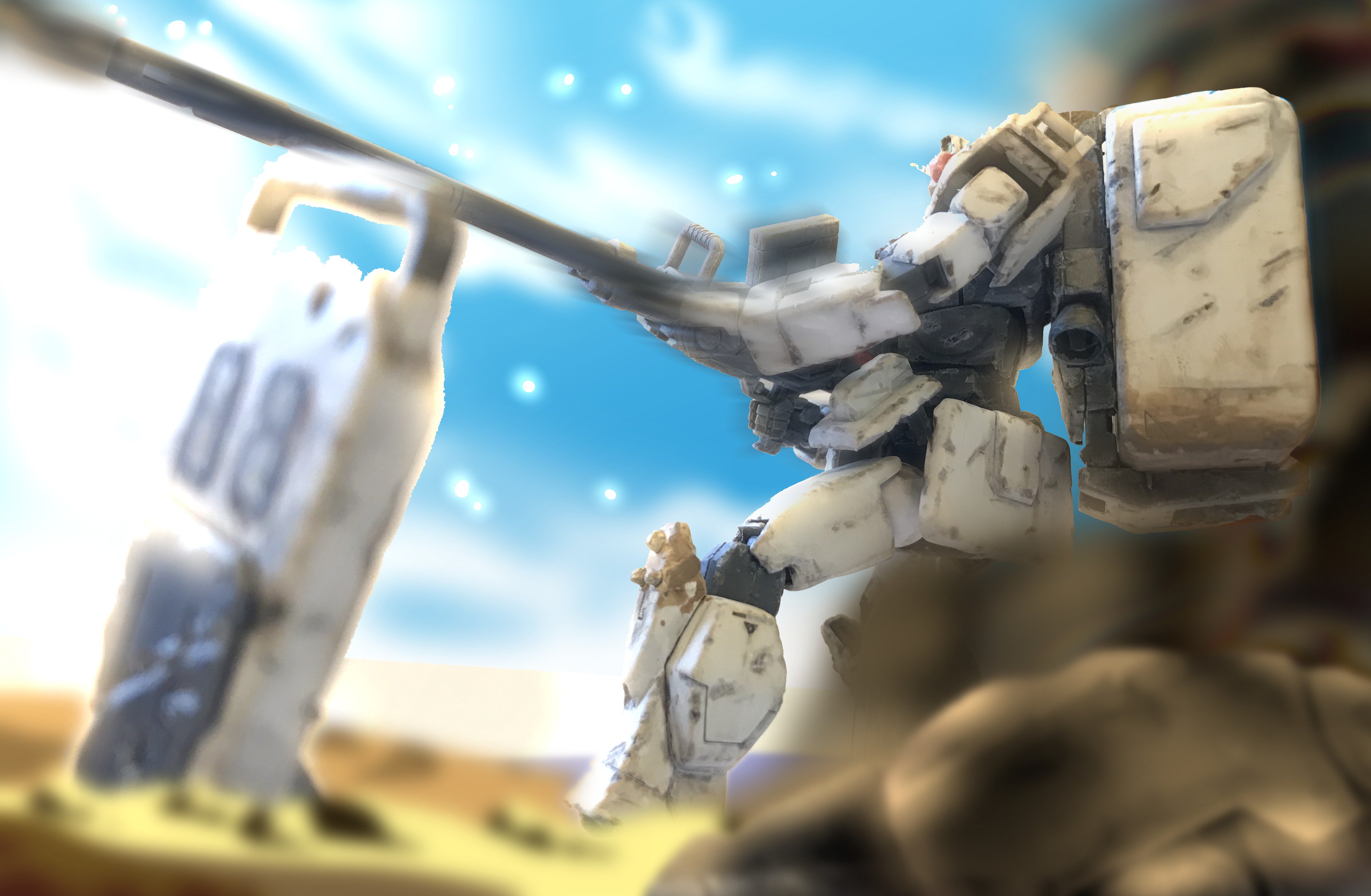 توییتر Moai Ex در توییتر 陸戦型ガンダム 08小隊機 完成しました 今回は派手なミキシング話は無しで足の延長やダメージ加工 ウェザリングを丁寧に行いました 二枚目はいわゆる 輝き撃ち をデジラマ再現してみました ガンプラの画像を貼るとrtされると