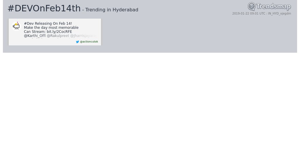TrendsHyderabad's tweet image. #devonfeb14th is now trending in #Hyderabad

trendsmap.com/r/IN_HYD_xjegdm