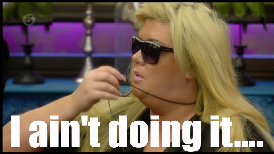 AuntiePegg's tweet photo. Remember #CBB 2016 #Iaintdoingit #BBUK #BigBrother #GemmaCollins https://t.co/D9UOCy4XNz