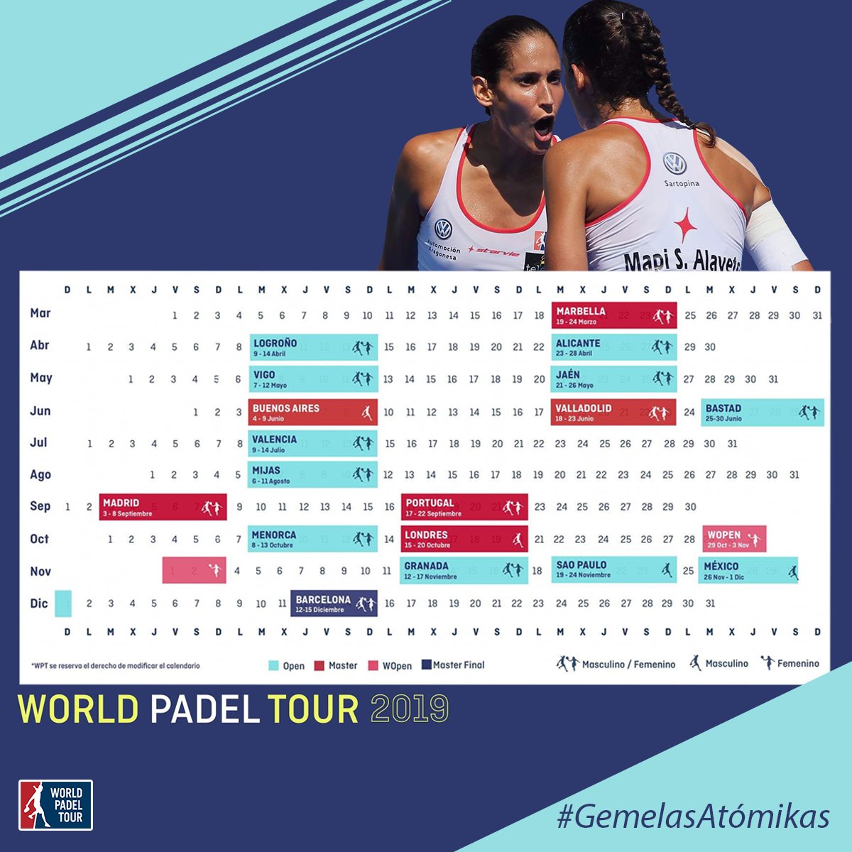 ¡Ya queda menos! ¡Se acerca el comienzo de la temporada y ya está listo el Calendario oficial! 👏👏

¡A mantener ese Nº1 chicas! 💪

#GemelasAtómikas #WPT