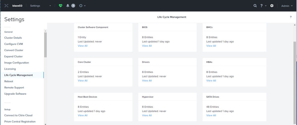 cannybag's tweet photo. Almost 100 cluster entities upgraded - #Nutanix AOS , #AHV, BIOS, BMC, HBA, Disk FW ...... all from the comfort of my office chair and via "a couple of clicks". Keep it going @ccstockwell and the LCM team - this is perception changing stuff. #LCM #PRISM https://t.co/32g5bUukzk