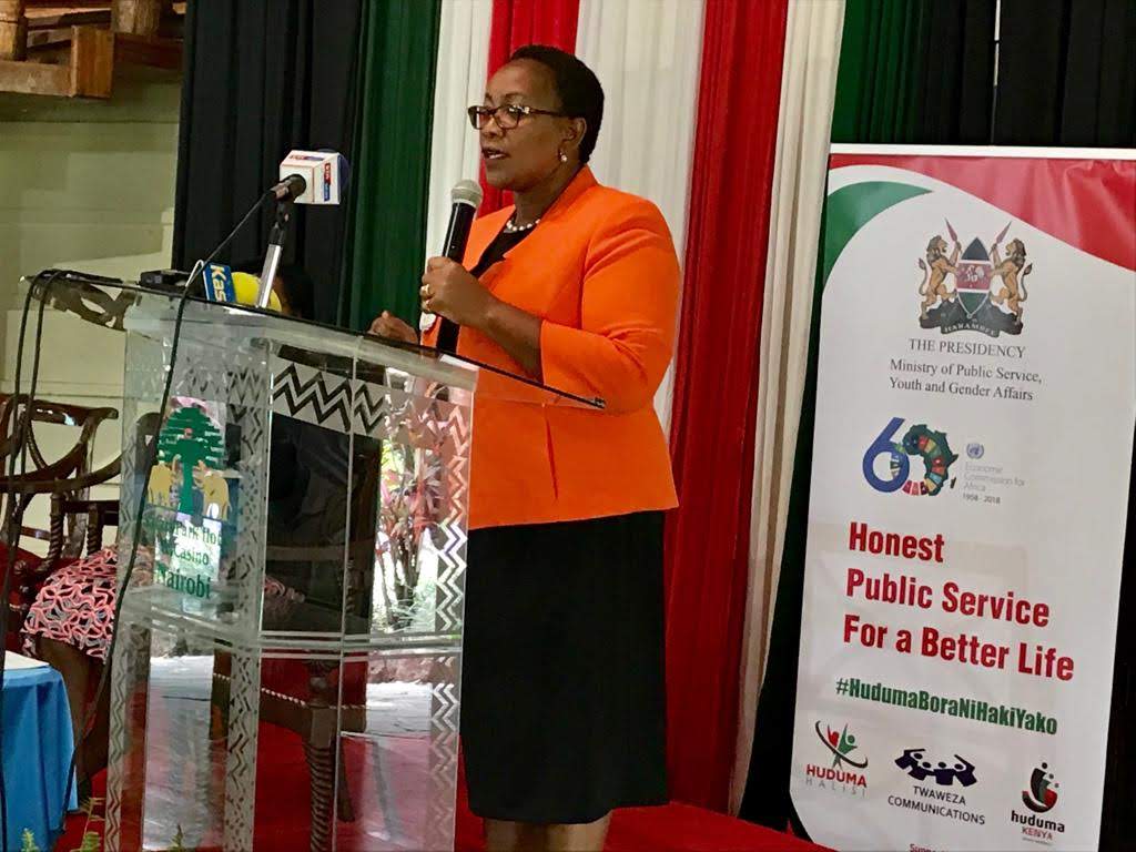 HudumaHalisi's tweet photo. The CS, Ministry of Health @SicilyKariuki is our Chief Guest and is accompanied by the CS, Ministry of Public Service, Youth &amp; Gender Affairs @CSMargaretKobia as well as Principal Administrative Secretary for Public Service, Mrs. Mary Kimonye.
#HudumaHalisiNiHakiYako https://t.co/ixKBzQyfkp