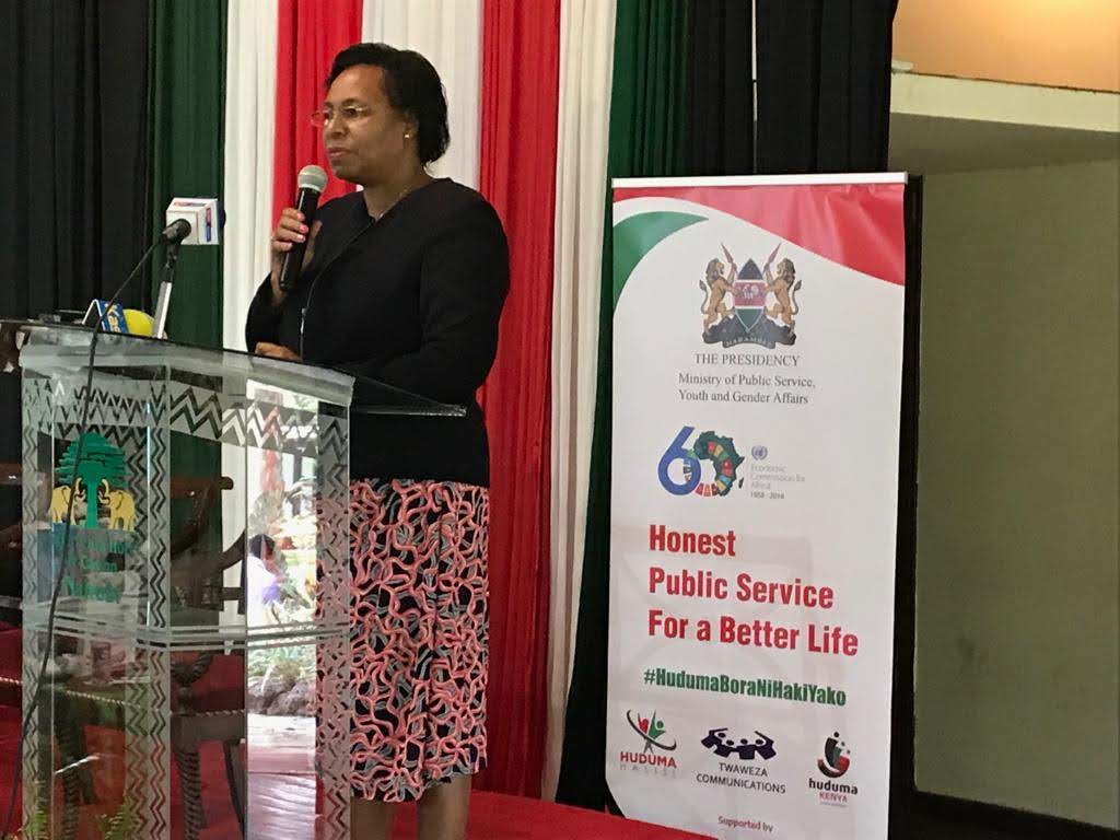 HudumaHalisi's tweet photo. The CS, Ministry of Health @SicilyKariuki is our Chief Guest and is accompanied by the CS, Ministry of Public Service, Youth &amp; Gender Affairs @CSMargaretKobia as well as Principal Administrative Secretary for Public Service, Mrs. Mary Kimonye.
#HudumaHalisiNiHakiYako https://t.co/ixKBzQyfkp