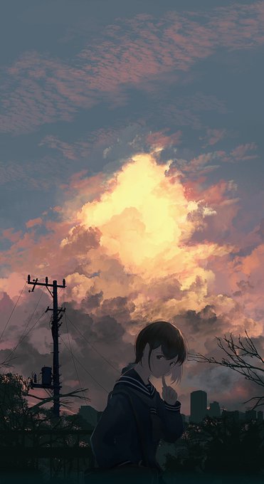 「1girl sunset」 illustration images(Popular)