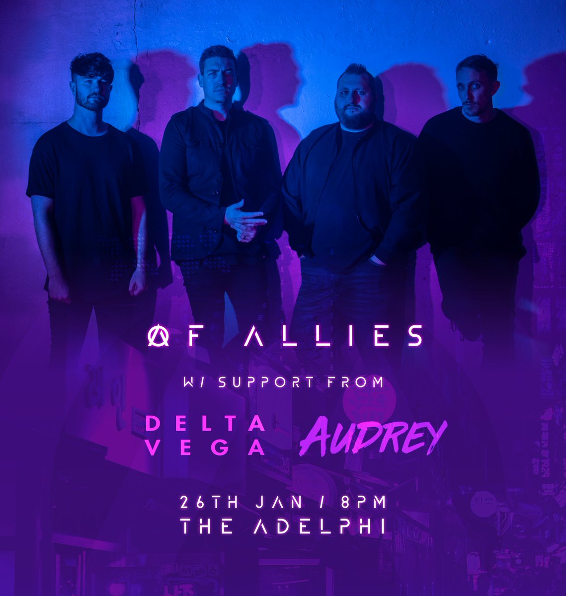 LAST FEW tickets left for our hometown #Hull show THIS SATURDAY! 💜🖤

Get yours for just a fiver in the link here 👉bit.ly/2RcaK1P

Support from the amazing <a href="/deltavegaband/">Delta Vega</a> and <a href="/AudreyTheBand/">Audrey</a>. 🔥

<a href="/TheAdelphiClub/">The New Adelphi Club</a> <a href="/BBCIntroHumber/">BBC Music Introducing Humberside</a> <a href="/VisitHull/">Visit Hull</a> <a href="/hulllive/">Hull Live</a> <a href="/whatsonhub/">WhatsOnHub</a>