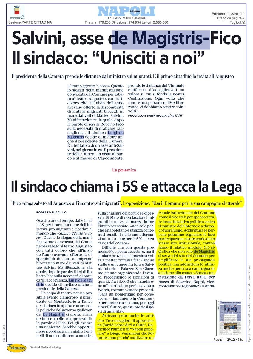 David_Lebro's tweet photo. "Non solo #deMagistris si serve del #sito del #Comune per amplificare la sua #propagandapolitica, ma addirittura lo utilizza anche per la sua campagna di adesione alla causa. Siamo esterrefatti e ci siamo già attivati per dire stop a tutto questo...” #RassegnaStampa #DavidLebro https://t.co/1VqPNW2fZa