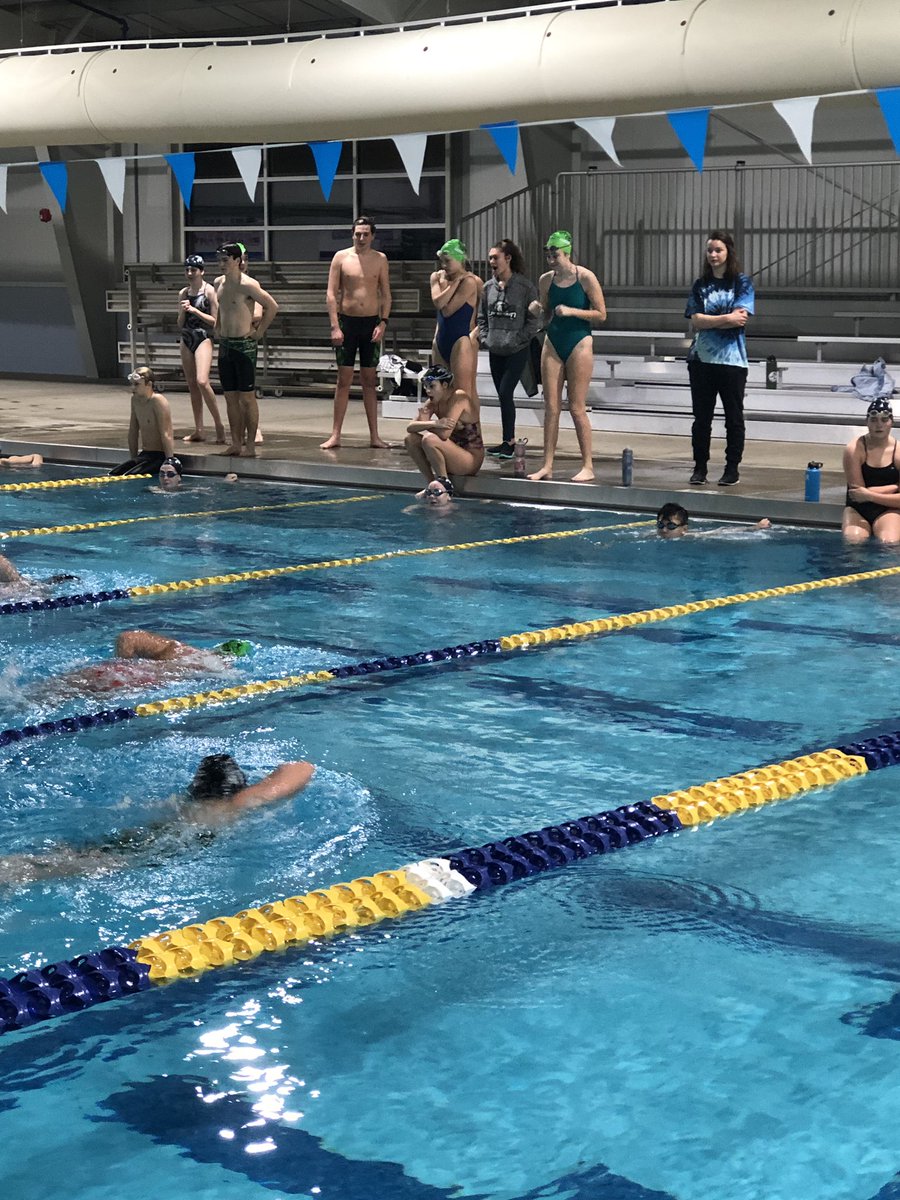 JHSEagles_Swim's tweet photo. The โchicken strokeโ relay is highly competitive! #seniorpractice https://t.co/9HBUJlKTwz