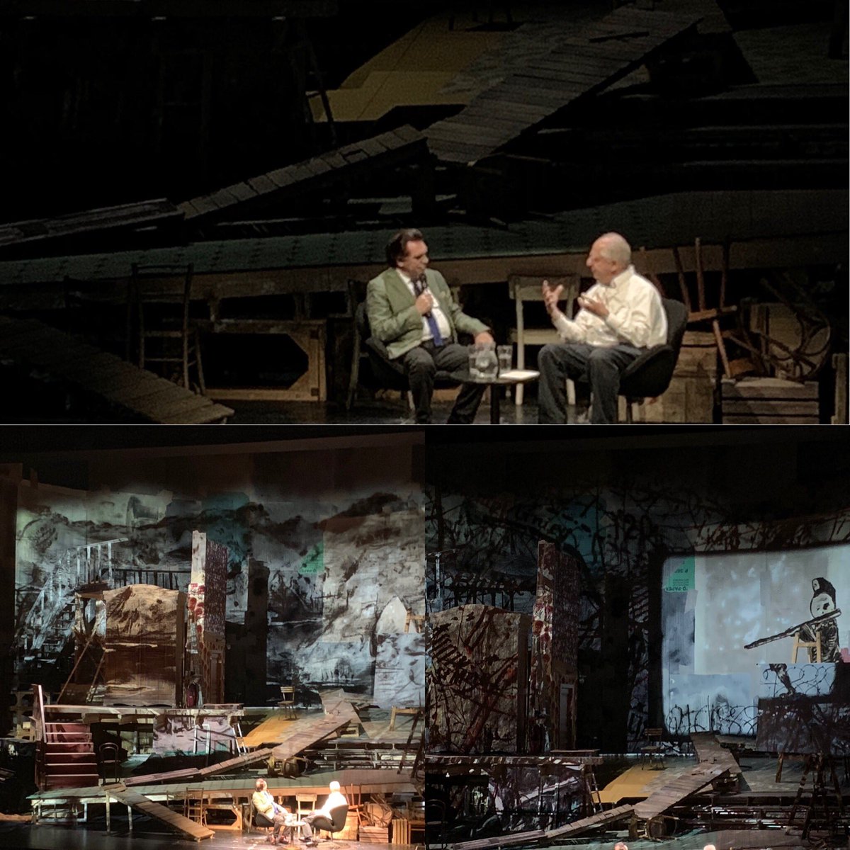 JosephineSukkar's tweet image. Fascinating conversation between @operaaustralia Artistic Director @LyndonTerracini &amp;amp; artist #WilliamKentridge on the set of #Wozzeck to open Friday night in the @SydneyOperaHouse. “This opera is about the violence that is bred from humiliation and depression.”  #OperaAustralia