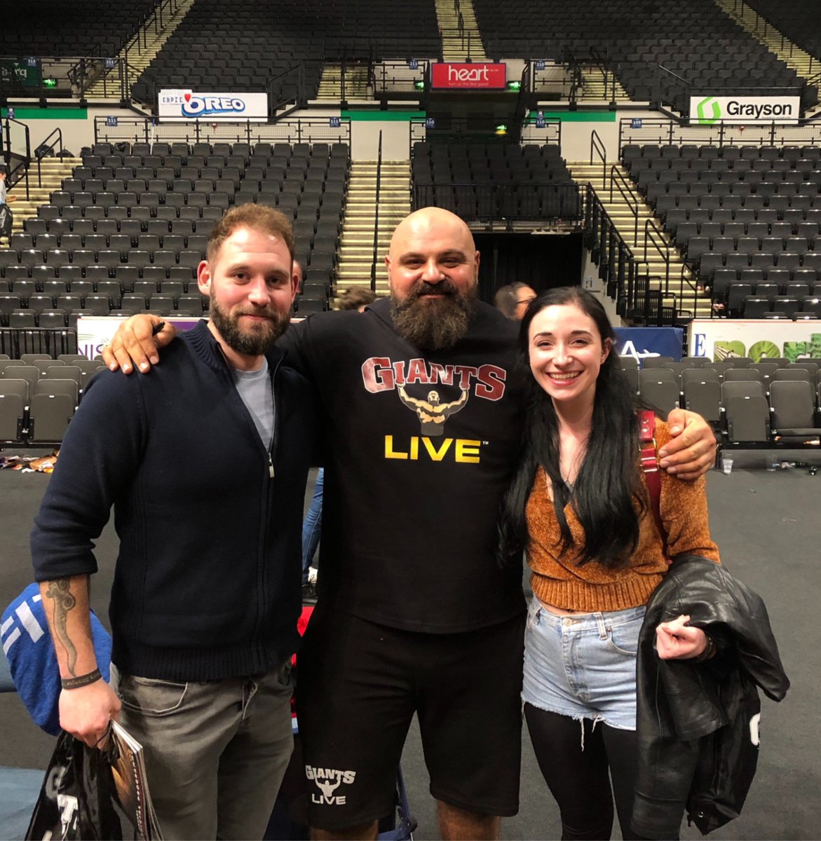 Well done to Sarah and husband Dom - pictured here with <a href="/biglozstrongman/">Laurence Shahlaei</a> - who were the lucky winners of our two VVIP tickets for <a href="/GiantsLiveWSM/">GIANTS LIVE STRONGMAN</a> Britain's Strongest Man 2019 on Saturday at Sheffield Arena.