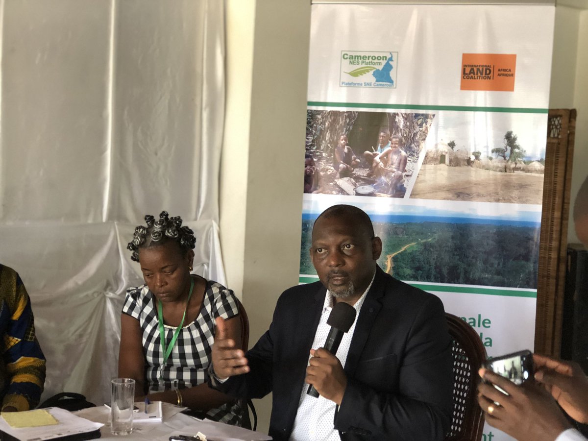 ILCAfrique's tweet photo. Miners are bypassing legal systems to grab protected lands in Cameroon. Samuel Nguiffo, Executive Secretary of @CED_Cameroun explains to journalists that the civil society is launching a national land observatory to curb such practices. Supported by @LM_Africa and @landcoalition https://t.co/Yo3Rso9YdV