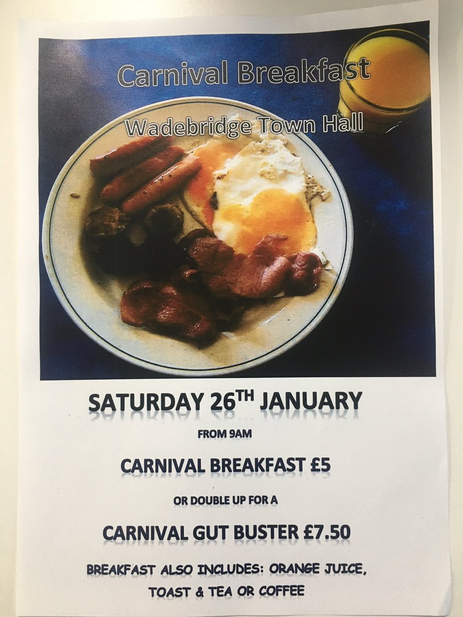 Don’t forget the Carnival Breakfast this Saturday at Wadebridge Town Hall from 9am! Mmm mmm