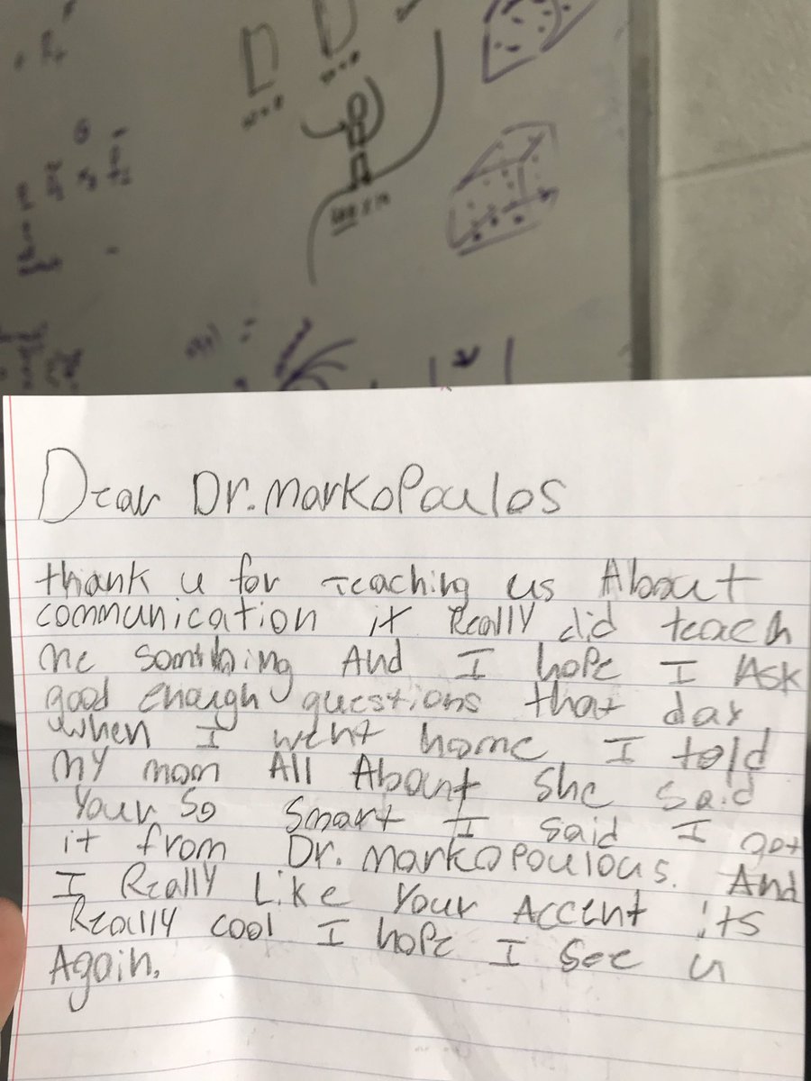 panos_markopo's tweet photo. About a month ago I met with a group of 6-graders at @RITtigers and talked with them about communications and information, as part of the “Beyond 9.8” outreach program of @_RITEngineering. Today I got their thank-you letters. Priceless! :) #IEEE #STEM #outreach #SPANLAB https://t.co/bKohr2Jzdn